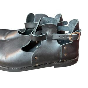 Kokka | Handmade Black Leather T-Bar Ankle Shoes | Sz 9